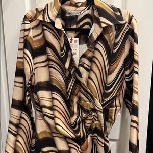 Zara Black and Brown Swirl Long Sleeve Dress